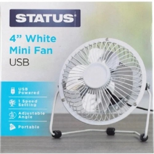 Status 4" White Mini USB Fan